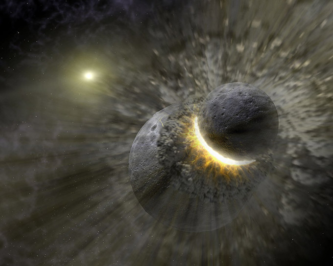 Столкновение астероида с планетоидом