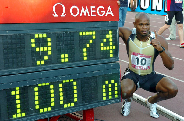 asafa powell установил мировой рекорд на дистанции 100 метров