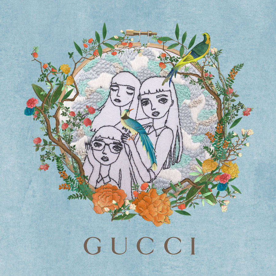 Принты с эстетикой китайских гобеленов для Gucci