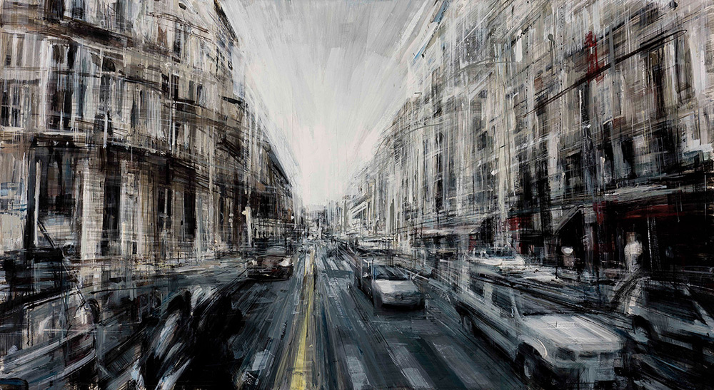 Пейзажи города в движении на картинах Valerio D’Ospina
