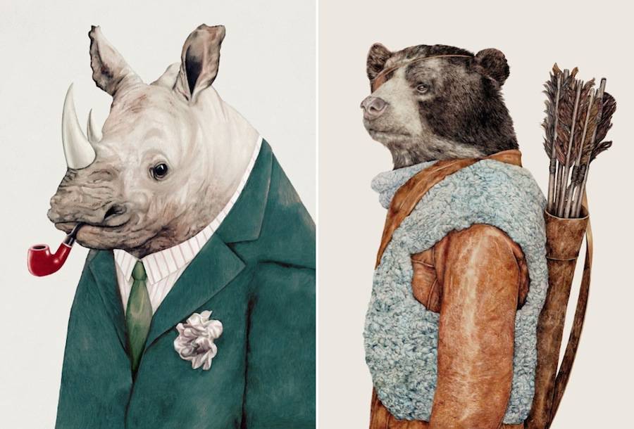 Рисунки животных в человеческой одежде