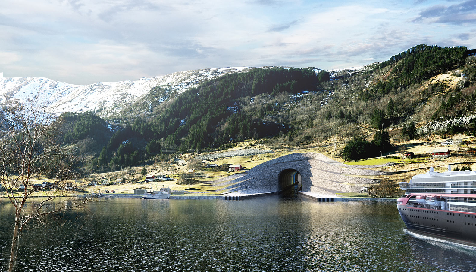 Судоходный тоннель внутри полуострова в Норвегии