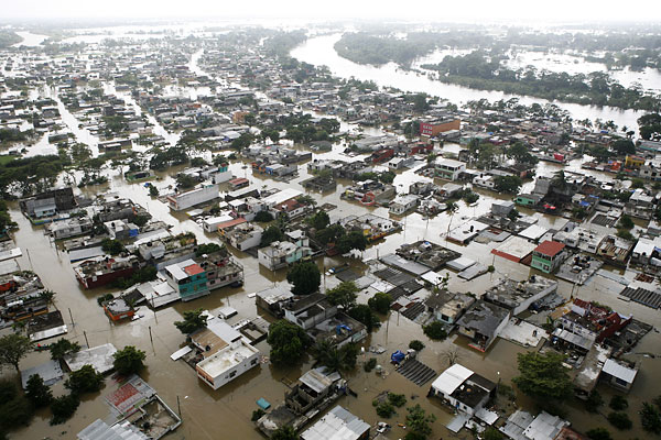 Villahermosa Tabasco Mexico - aerial view - воздушное фото затопленного штата Табаско в Мексике