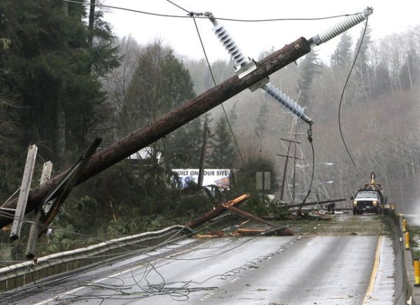 поваленный столб - route 12 aberdeen washington