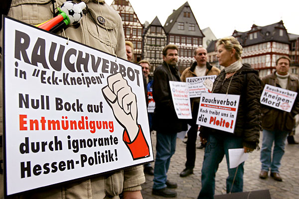 protest against new regulations against smoking in public places in germany