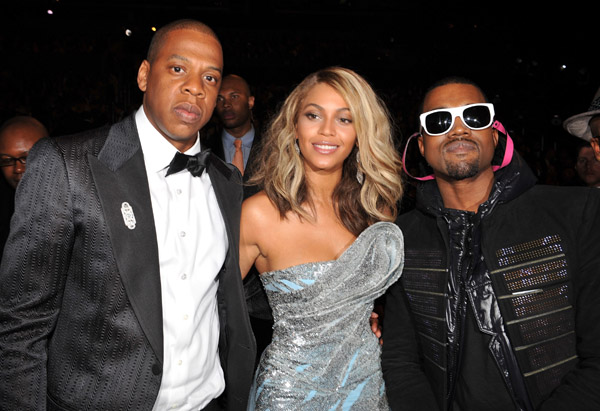 jay-z beyonce and kanye west backstage at grammy awards