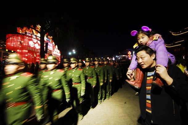 lantern festival in beijing china, chinese soldiers
