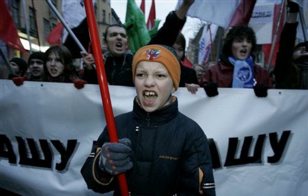 march to protest the the presidential election in St. Petersburg