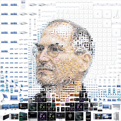 Steve Jobs photo mosaic from Apple products