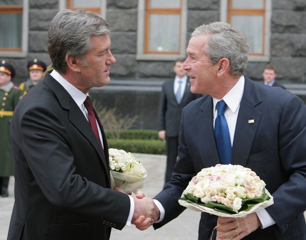 Джордж Буш (George W. Bush) и Виктор Ющенко, Киев, 1 апреля 2008
