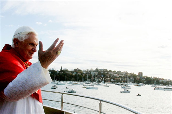 папа римский бенедикт XVI отправился на лайнере в Сидней