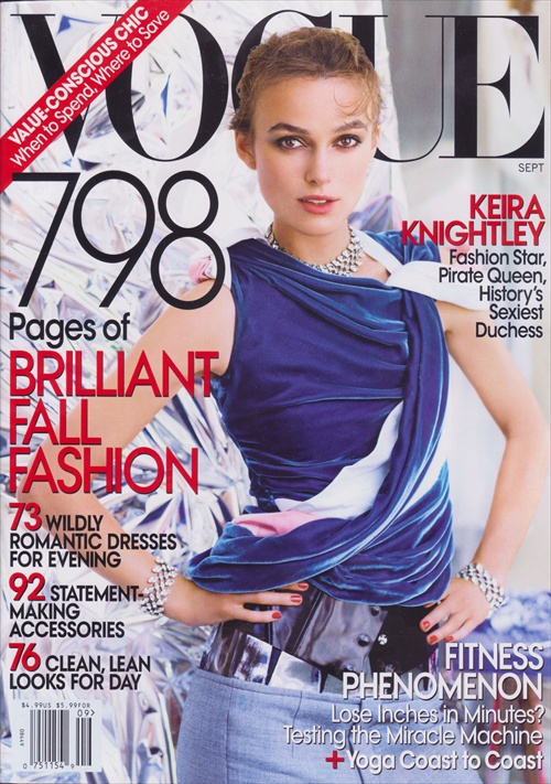 Keira Knightley on the cover of Vogue US September 2008