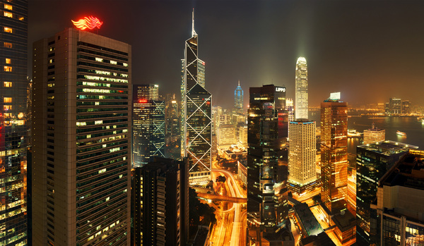 Мегаполисы ночью: Гонконг, Дубаи, Нью-Йорк, Шанхай