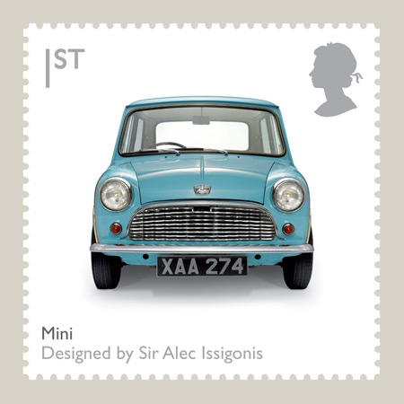 марки с изображениями объектов классического британского дизайна