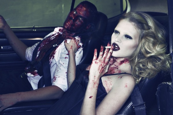 Lara Stone by Steven Klein - Fiction Noire - Vogue France Feb 2009