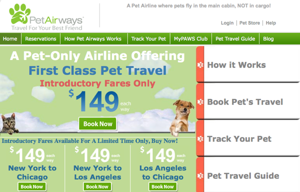 Pet Airways, первая в мире авиакомпания, специализирующая на перевозке домашних животных