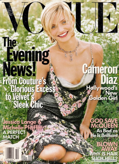 Кэмерон Диас на обложке октябрьского выпуска американского издания Vogue 1997 год