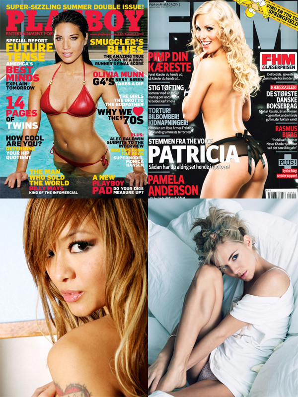 Оливия Манн в Playboy, Патрисия Байер в FHM, Кристина Милиан в Maxim, Сиенна Миллер, Тила Текила