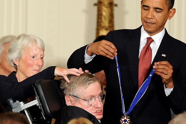 Barack Obama and Stephen Hawking