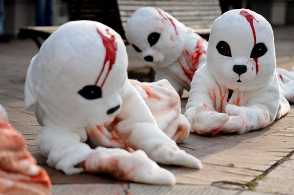 Акция PETA  в защиту тюленей