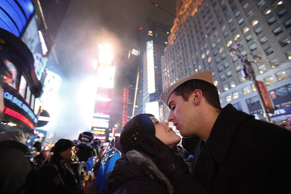 Новый год на Тайм сквер в Нью Йорке