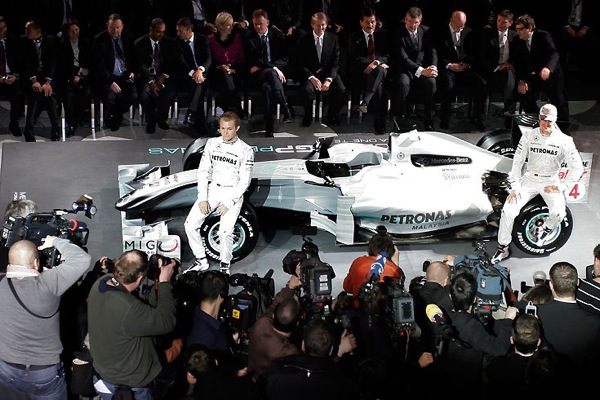 Michael Schumacher and Nico Rosberg - Mercedes new team Formula-1