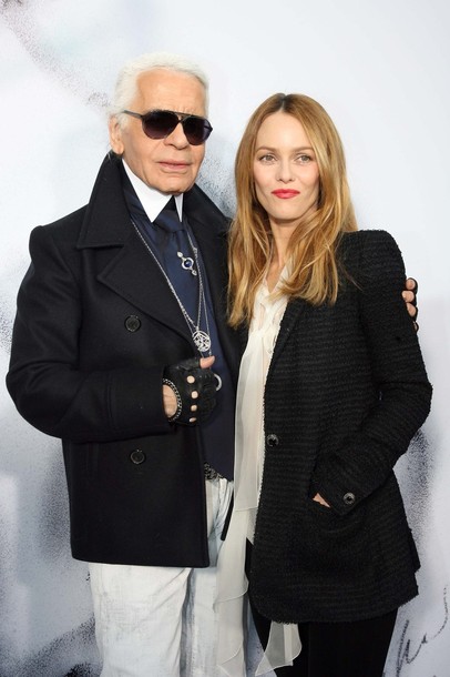 Designer Karl Lagerfeld and Vanessa Paradis