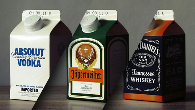 Алкоголь в молочных упаковках
