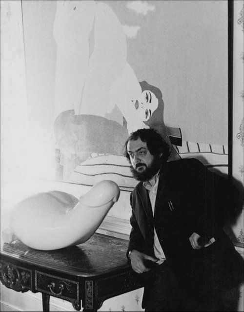 Stanley Kubrick near a dick sculpture.jpg