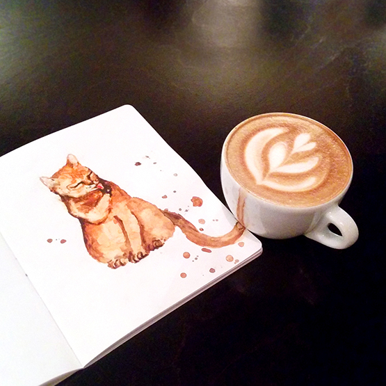 Кошки, нарисованные с помощью кофе. ФОТО